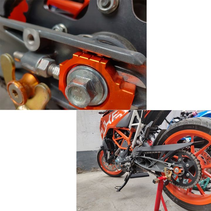 อุปกรณ์บล็อคอะลูมิเนียม-cnc-สีส้มสําหรับ-for-ktm-duke-125-200-390-2013-2014-2015-2016-2017-2018-motorcycle-chain-adjusters-blockers