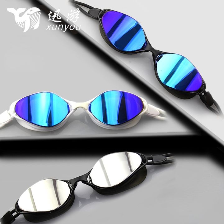 xunyou-men-women-swim-glasses-competition-silica-gel-swimming-goggles-plating-anti-fog-race-swimming-pool-accessories-wholesale