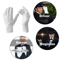 6 Pairs Classic White Full Finger Men Women Etiquette White Cotton Gloves Waiters/Drivers/Jewelry/Workers Mittens Sweat Gloves