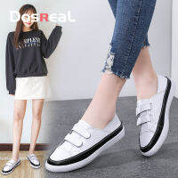 DOSREAL Flats รองเท้าสำหรับสตรีขายดีหนังอินเทรนด์ผู้หญิงรองเท้าเปิดส้น Velcro Ladies Loafers