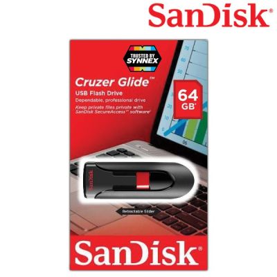 💥(Flash-Sale) CRUZER GLIDE 64GB USB 2.0 Flash Drive (SDCZ60_064G_B35) แซนดิส แฟลซไดร์ฟ ใส่ ลำโพง เครื่องเสียง PC ประกัน&nbsp; 2 ปี คุณภาพดี