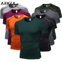 Quick Dry Running Shirt Men Fitness Sport Gym T-shirt Bodybuilding Gym Workout Short Sleeve T-shirt compression shirt men