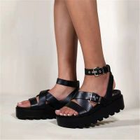 2022 Brand Leisure Chunky Platform Sandals High Block Heels Gladiator Goth Black Shoes Woman Fashion Trendy Summer Women Sandals