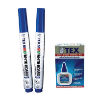 ปากกาไวท์บอร์ด TEX990 (หมึกน้ำเงิน)แพ็ค 2 ด้าม + หมึกเติม 1 กล่อง