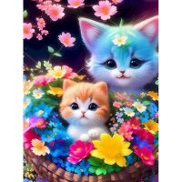 GATYZTORY Oil Painting By Number Kits For Adults Flowers Cat On Canvas With Frame Acrylic Paints Picture Coloring By Number Deco