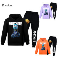 Fortnites เซตกางเกงเด็กผู้ชายผ้าคอตตอน + โพลีเอสเตอร์มีฮู้ด2ชิ้นเสื้อสวมหัวกางเกงขายาวชุดเสื้อผ้าเกาหลี0000ฤดูใบไม้ร่วงและฤดูใบไม้ผลิ