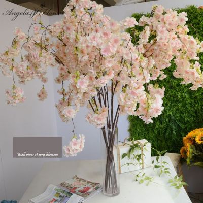 [AYIQ Flower Shop] Big136cm ประดิษฐ์ Cherry Blossom Vines Oriental หน้าแรกงานแต่งงาน Garden Party Shop Decor Chriatmas หรูหราเชอร์รี่ปลอม Flores