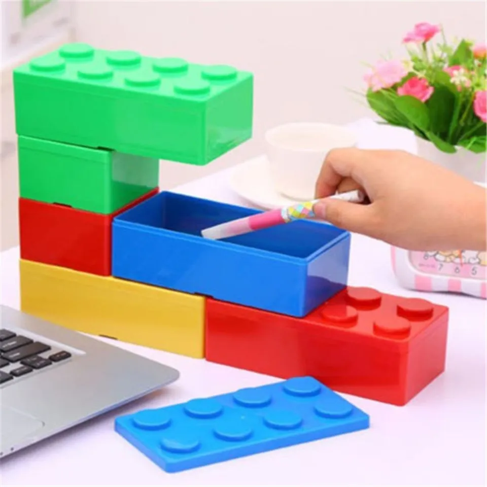 New Creative Storage Box Building Block Shapes Plastic Storage Case Saving  Space Superimposed Desktop Handy Office