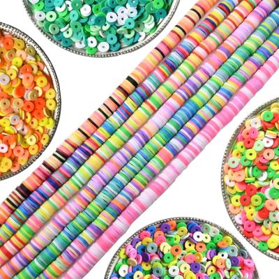 800pcs/lot Flat Round Polymer Clay beads Chip Disk Loose Spacer Beads For Jewelry Making DIY Handmade Boho Necklace Bracelet