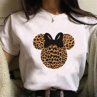 เสือดาว Minnie Mouse ผู้หญิง Tshirt ตลก T เสื้อผู้หญิงพิมพ์ Camiseta Mujer แขนสั้น Tshirt Lady Yong สาว tee S-5XL