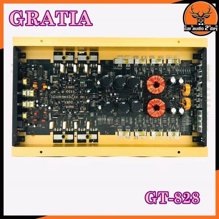 ขายดี-ampติดรถยนต์-เพาเวอร์แอมป์ติดรถยนต์-gratia-รุ่น-gt-828-class-ab-2ch-สีทองกำลังขับ750watt-ขับเบส-เครื่องเสียงรถยนต์