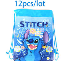 12ชิ้นล็อต Lilo Stitch Theme Mochila Happy Birthday Party ผ้าไม่ทอเด็ก Favors Drawstring Loot ของขวัญกระเป๋า