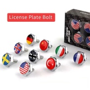 HOT W 4pcs set USA Italy Germany Sweden Flag Metal Screws License Plate