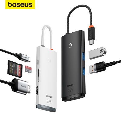 Baseus ฮับ USB Type C เป็น HDMI-USB ที่เข้ากันได้อะแดปเตอร์3.0 USB 6 In 1 Type C ฮับท่าเรือสำหรับแมคบุ๊กโปรแอร์ USB C Splitter Feona