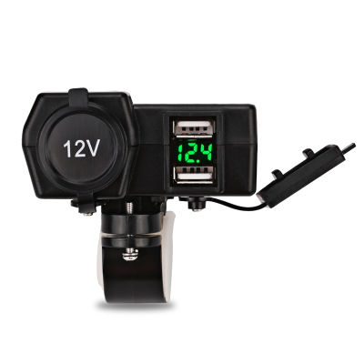 4.2A Motorcycle Charger 12V 24V LED Display Voltmeter Lighter Socket 5V 2.1A Dual USB Charger With Switch Waterproof