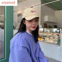 CREAMSD หมวกปีกโค้งสำหรับผู้ชาย,หมวกหมวกกีฬาคอตตอนปักลายตัวอักษรหมวกเบสบอลหมวกกันแดดผู้หญิงเกาหลี