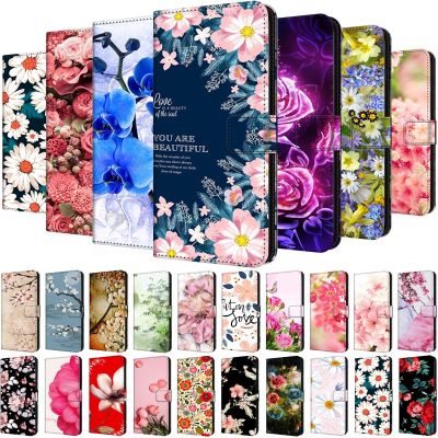 Leather Flip Case For Samsung Galaxy M12 M22 M32 A52 A72 A22 4G 5G Wallet Stand Book Cover Magnetic Flower Funda Capas M 22 Cute Car Mounts