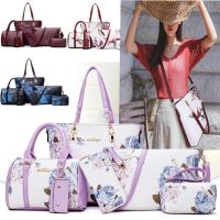 Honnyzia Shop Fashion Handbag Flower Pattern Tote Bag Beautiful Lady Boston Bag Pretty Ink Printing Shoulder Bag