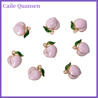 Caile 10pcs ผลไม้พีชเคลือบสีโลหะผสมเสน่ห์จี้ DIY CRAFT เครื่องประดับการค้นพบของขวัญ