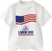 LISfsa Toddler Boys Happy Labor Day Text Print T Shirts American Flag Shirt Kids Independence Day Patriotic Boys