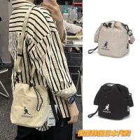 ♧✻ Genuine Japanese Korean version of KANGOL kangaroo SMILEY joint waterproof drawstring portable camping bucket crossbody bag