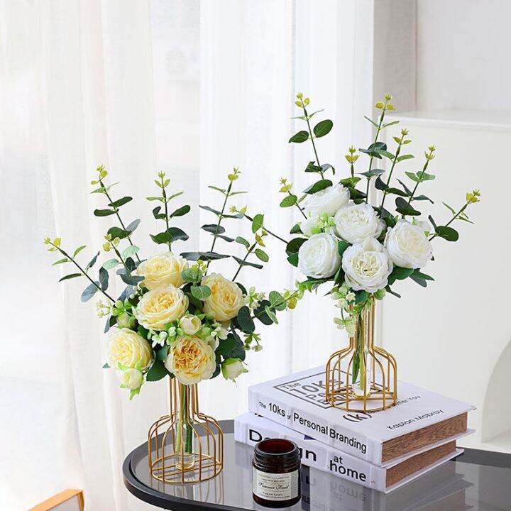 Fake Peony Flowers in Gold Vase Artificial Peonies Ins Flower