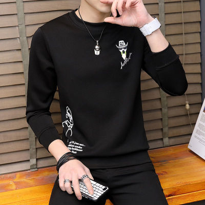 AUL-Spring and Autumn long-sleeved T-shirt Mens thin style trend Versatile mens bottom coat Handsome new style clothes wear autumn clothes HM-05