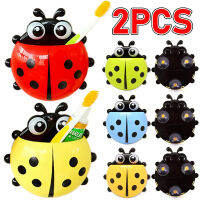 2PCS Ladybug สัตว์แมลงผู้ถือแปรงสีฟันการ์ตูนยาสีฟัน Wall Suction Holder Rack ห้องอาบน้ำคอนเทนเนอร์ Organizer