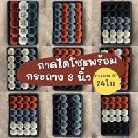 ถาดไดโซะ ถาดทึบ ถาดรู+กระถางต้นไม้ 3 นิ้ว 24 ใบ