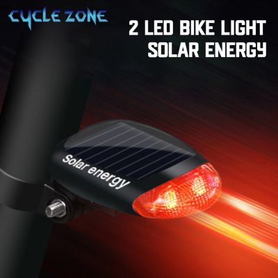 ▦₪✙ 2 LED Red Bike Solar Energy Light 3 Modes Seatpost Lamp Rechargeable Bicycle Tail Rear Light Bicycle Accessories FlashLight
