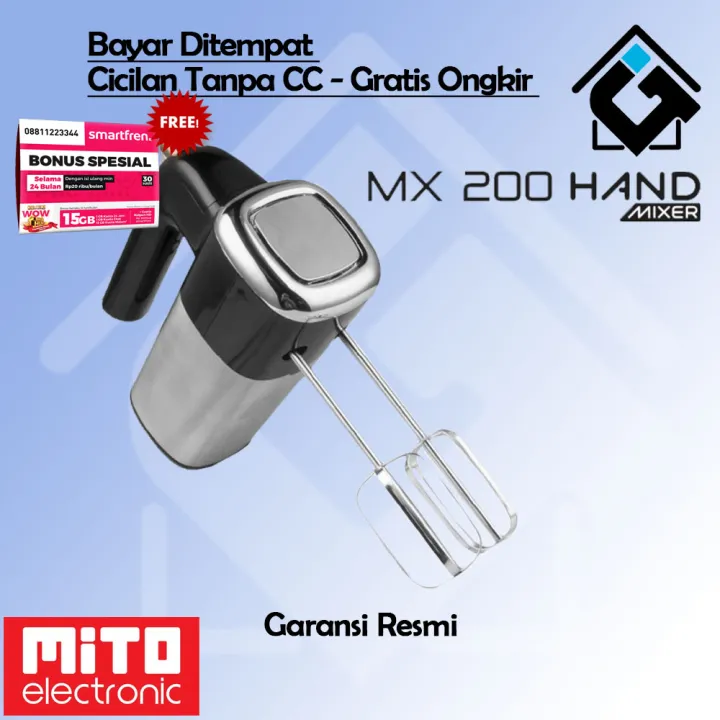 MITO Hand Mixer MX200 Pengaduk Kecepatan Turbo Garansi Resmi Mixer