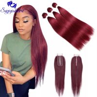 ☃✎ xianhaochen048906 99j borgonha pacotes de cabelo humano vermelho com fechamento marrom 2 4 3 2x4 do laço brasileiro remy em linha reta