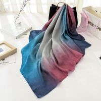 【CC】☏❦℗  New Fashion Silk Gradient Scarf 90x90cm Neck Hair Tie Band Warp Soft Neckerchief Hijab Headscarf Foulard