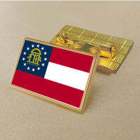 US Georgia flag pin 2.5*1.5cm zinc die-cast PVC colour coated gold rectangular rectangular medallion badge without added resin