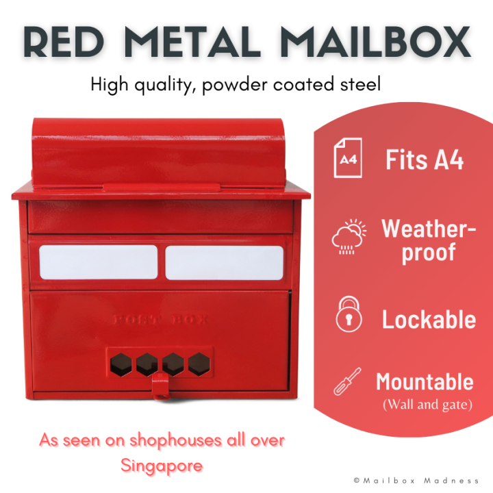 Red Metal Mailbox / Postbox /Post box / letterbox / letter box Lazada
