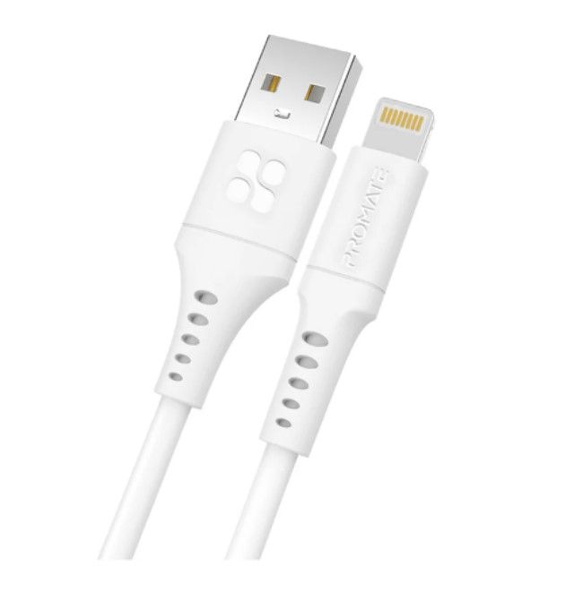 CHARGER CABLE (สายชาร์จ) PROMATE USB-A TO LIGHTNING POWERLINK-AI120 1.2 METER (WHITE)