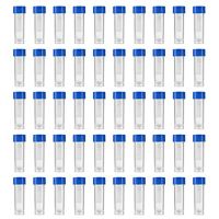 200Pcs Graduated Vial Storage Container Test Tubes 5Ml Plastic Blue with Screw Caps