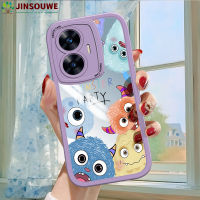 เคสมือถือ Jinsouwe เคส Realmc55 Realmec55 C55 Realme สำหรับเด็กผู้หญิงลายการ์ตูนมอนสเตอร์ทั้งตัวปกหนังเคสกระจก