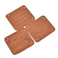 20pcs Retro Brown PU Leather Label Handmade DIY Leather Tags Embossed Garment Labels Stickers Labels