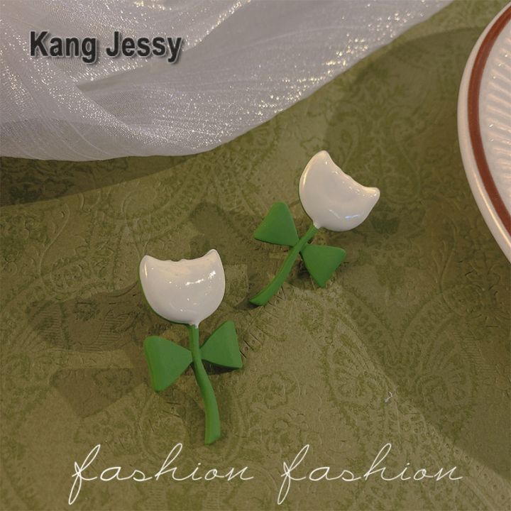 kang-jessy-925-ต่างหูดอกไม้เข็มเงินสำหรับผู้หญิงสไตล์เรียบง่ายสไตล์เย็นชาแบบเรียบง่ายความรู้สึกของการออกแบบระดับไฮเอนด์