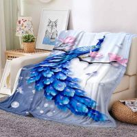New Style Peacock Pattern Blanket Ultra Lightweight Soft Plush Flannel Throw Blanket for Sofa Bed Couch Best Office Gifts King Queen Size