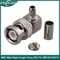 2PCS BNC Male Right Angle Crimp RG174 LMR100 RG316 RF Connector