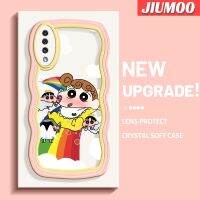 JIUMOO เคส A30s A50s A50กาแลคซีของปลอกสำหรับ Samsung เครยอนชินจังลายการ์ตูนซุกซนดีไซน์ใหม่เคสโปร่งใสลายกล้องถ่ายรูปสร้างสรรค์ซิลิกาเจลฝาครอบป้องกัน Colour Wave Border เคสมือถือกันกระแทกแบบใสอ่อน