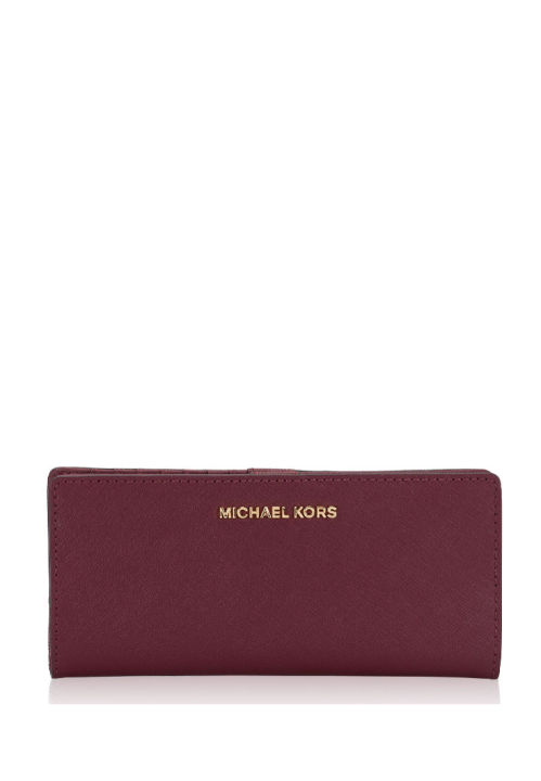 Trusted Malaysia Seller] Original Michael Kors Jet Set Travel Flat Slim  Bifold Wallet Leather - Merlot | Lazada