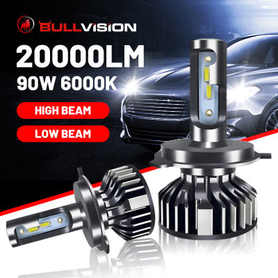 H4 HiLo Beam Led Headlight Bulbs H1 H8 H9 H11 Fog Light 9005 9006 HB4 HB3 Car Lamp Auto 6000K 20000LM 90W High Power Bullvision