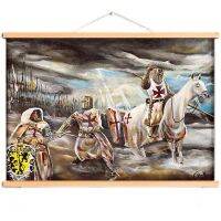 1ชิ้น Vintage Templar Knights Canvas Scroll ภาพวาด-Crusades Art โปสเตอร์และพิมพ์ไม้ Axis