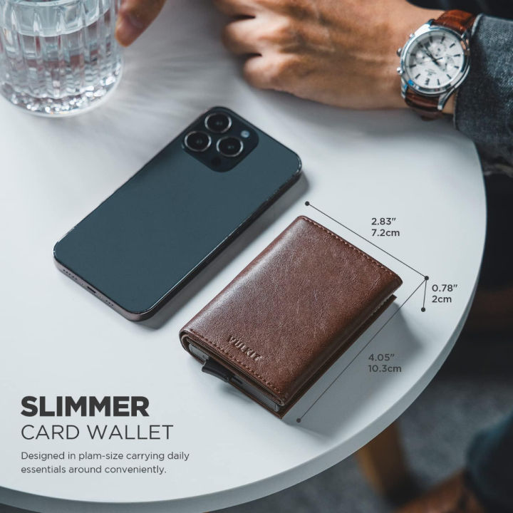 vulkit-credit-card-holder-with-banknote-compartment-rfid-blocking-pop-up-leather-card-wallet-with-id-window-for-men-or-women-espresso