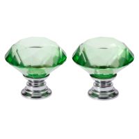 ♗☑♛ 2Pcs Diamond Shape Green 30mm Crystal Glass Knob Cupboard Drawer Pull Kitchen Cabinet Door Wardrobe Handles