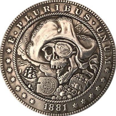 1881 Pirate Skull Souvenir Coins Collectibles 3D Antique Metal Commemorative Morgan Hobo Coin Copy Home Decor New Year Gifts