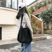 COD SDGYTRUYRT ins canvas messenger bag Korean female super fire fairy bag literary wild casual student package Harajuku single package Mori Department Ins Harajuku simple text blue shoulder bag student side shoulder bag shopping bags